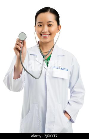 Porträt eines professionellen vietnamesischen Arztes mit Stethoskop Stockfoto