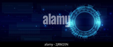 Hi-Tech-Bühne oder Raum mit digitaler Architektur umreißt. Magisches Portal, Hologramm, Kreisteleport, Sci-Fi-Gadget. Hightech Stock Vektor