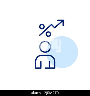 Person mit erfolgreicher Wachstumsstrategie. Pixel-perfektes, bearbeitbares Strichliniensymbol Stock Vektor