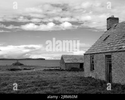 Verlassene Häuser, Stroma, Schottland Stockfoto