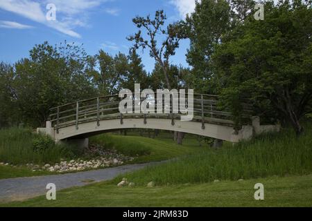 Princes Island Park Fußgängerbrücke 5107 in Calgary, Provinz Alberta, Kanada, Nordamerika Stockfoto