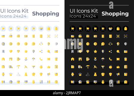 Shopping Flat Gradient Color ui-Symbole für den dunklen, hellen Modus eingestellt Stock Vektor