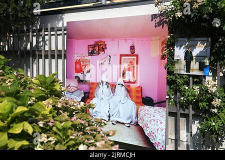 Außenausstellung beim La Gacilly-Baden Fotofestival in Baden bei Wien, Niederösterreich Stockfoto