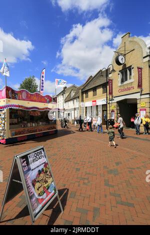 The Ely Food Market, Ely City, Cambridgeshire, England, Großbritannien Stockfoto