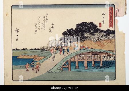 Tkaid gojo santsugi. Yokkaichi. Platte Nr. 44. Aus der Serie: 53 Stationen der Tkaid Road., Japan, von Utagawa Hiroshige, Kihei Sanoya. Geschenk von H.W. Shepherd, 1956. Stockfoto