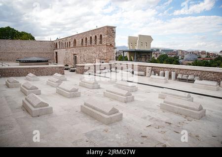 Gräber in der Alaaddin Moschee, Konya Stadt, Turkiye Stockfoto