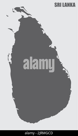Sri Lanka Karte Silhouette isoliert auf grauem Hintergrund Stock Vektor