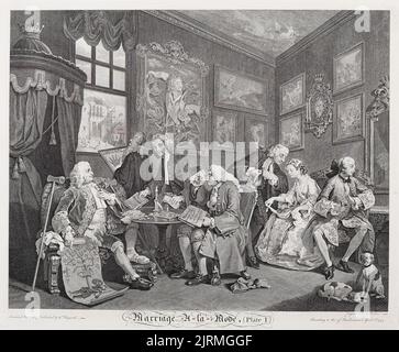 Heirat à-la-Mode. Platte 1. The Eheband, 1745, Greater London, von William Hogarth, Louis Scotin. Geschenk von Sir John Ilott, 1968. Stockfoto