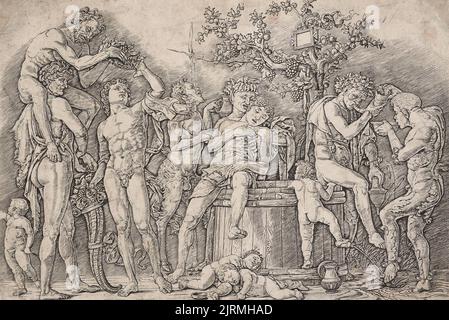 Bacchanal mit einem Weinfass., um 1475, Mantua, von Andrea Mantegna. Geschenk von Bischof Monrad, 1869. Stockfoto