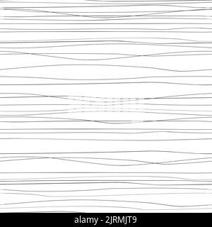 Abstraktes Nahtloses Muster mit dünnen, von Hand gezeichneten horizontalen Linien. Konturen Hintergrund, Vektorgrafik Stock Vektor