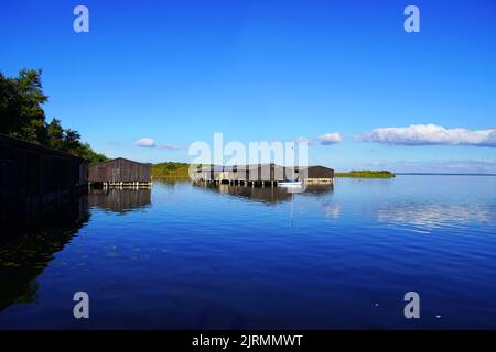 Landschaft mit Blick auf einen See im Müritz-Nationalpark. Mecklenburgische Seenplatte. Stockfoto