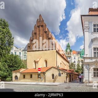 Alte Neue Synagoge oder Staronova synagoga in der Maiselova Straße. Prag, Tschechische Republik Stockfoto