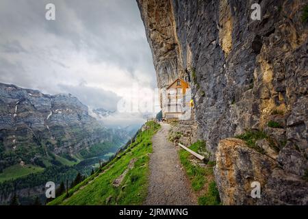 Holzhütte in der Nähe von Appenzell in den schweizer Alpen, Schweiz Stockfoto