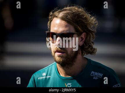 2022-08-25 15:36:53 SPA - Sebastian Vettel (Aston Martin) auf der Rennstrecke Spa-Francorchamps im Vorfeld des Grand Prix von Belgien. ANP REMKO DE WAAL niederlande Out - belgien Out Stockfoto