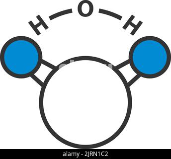 Symbol Für Wasser Des Chemischen Moleküls. Editierbare Fettformatier Umriss Mit Farbfülldesign. Vektorgrafik. Stock Vektor