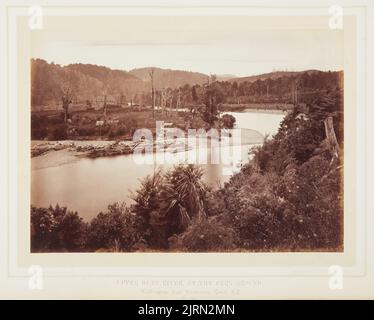 Upper Hutt River am Fern Ground, Wellington und Masterton Road, NZ. Aus dem Album: New Zealand Scenery: Wellington to the Wairarapa., Mitte 1870s, Wellington, von James Bragge. Stockfoto