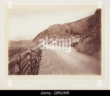 Ngahauranga [sic] auf der Hutt Road, mit Blick auf Wellington, NZ. Aus dem Album: New Zealand Scenery: Wellington to the Wairarapa., Mitte 1870s, Wellington, von James Bragge. Stockfoto