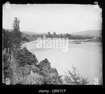 Upper Hutt River am Fern Ground, Blick hinunter nach Wellington, NZ, um 1875, Upper Hutt, von James Bragge. Stockfoto