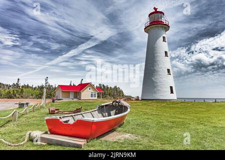 Punkt Prim Leuchtturm auf Prince Edward Island, Kanada Stockfoto