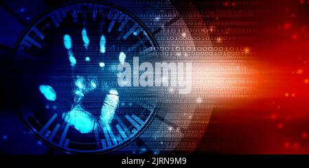 2D Illustration Konzept der Fingerabdruck-Scanning-Technologie Stockfoto