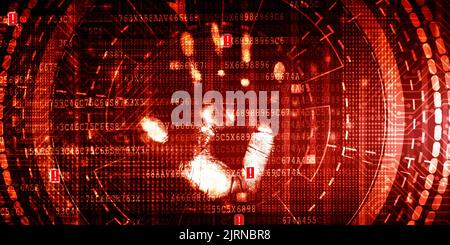 2D Illustration Konzept der Fingerabdruck-Scanning-Technologie Stockfoto