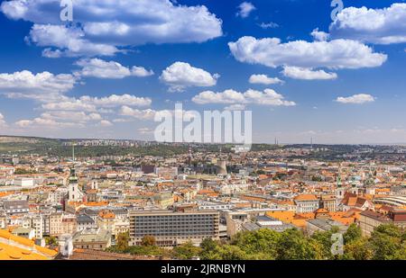 Blick auf die Stadt Brno, Südmährische Region, Tschechische Republik Stockfoto