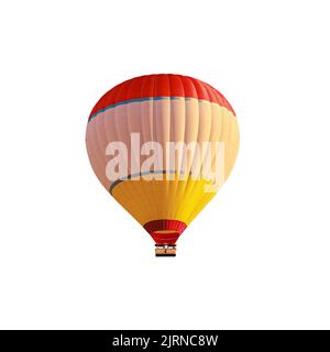 Bunte Heißluftballon isoliert auf weiß, niemand. Stockfoto