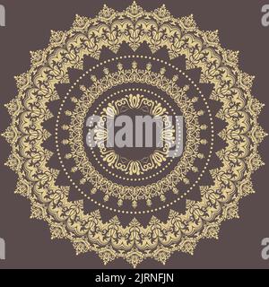 Orientalische runde golden Pattern mit Arabesken und floralen Elementen. Traditionelle klassische Ornament. Vintage Muster mit Arabesken Stockfoto
