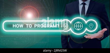 Schreiben, Text anzeigen wie programmieren. Konzeptionelles Foto Anleitung für Computer-Programmierung Technologie Wissen Stockfoto