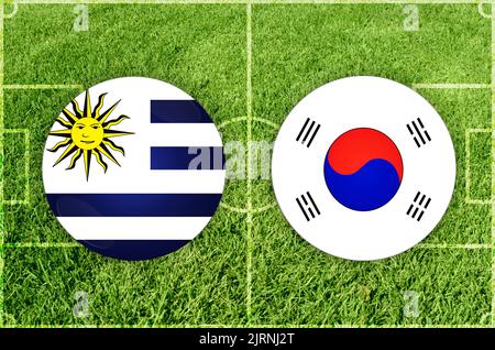 Illustration für Fußballspiel Uruguay gegen Südkorea Stockfoto