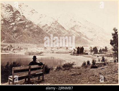 Queenstown und Lake Wakatipu aus dem Park, 1870-1880s, Queenstown, von Burton Brothers. Stockfoto