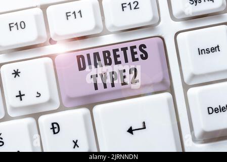 Text mit Inspiration Diabetes Typ 2. Wort für Zustand, der Körper nicht richtig Insulin verwenden Rahmen mit Blättern und Blumen um und Stockfoto