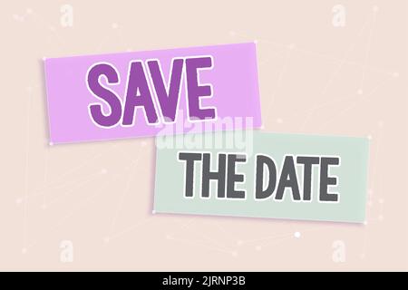 Schreiben des angezeigten Texts Save the Date. Geschäftsidee systematisierte Ereignisse geplante Aktivität aufgezeichnet eingereicht Geschäftsfrau Holding Handy mit Stockfoto