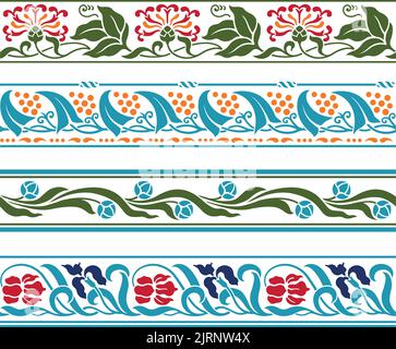 Eine Reihe von Vintage Vektor dekorativen Frühling floralen Bordüren. Stock Vektor