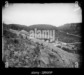 Pakuratahi Side of the Mungaroa [Mangaroa] Hill, Wellington und Masterton Road, NZ, um 1875, Upper Hutt, von James Bragge. Stockfoto