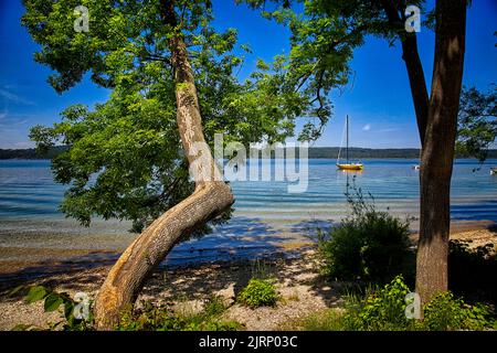 DE - BAVARIA: Strandszene am Starnberger See bei Leoni Stockfoto