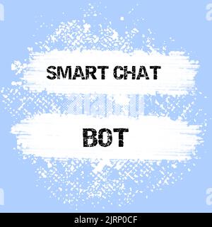 Textüberschrift mit Smart Chat bot. Business Overview Künstliche Intelligenz Chatten mit Maschinen Roboter Circular Thought Bubbles representing Stockfoto