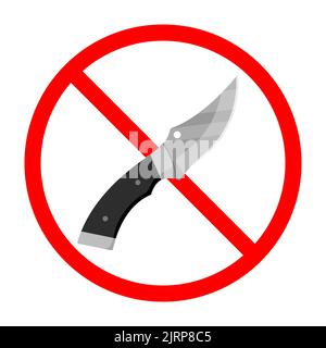 Messer Verbot Schild. Messer verboten. Gefährliche Waffe. Rotes Verbotsschild. Vektorgrafik Stock Vektor