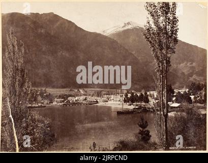 Queenstown und Lake Wakatipu, 1870-1880s, Queenstown, von Burton Brothers. Stockfoto