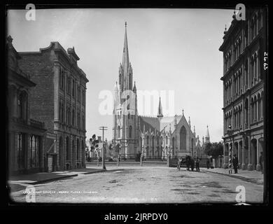 Erste Kirche, Moray Place, Dunedin, um 1880, Dunedin, Von Burton Brothers. Stockfoto