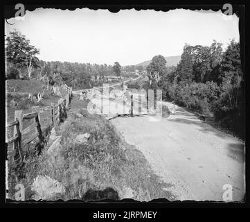 Pakuratahi [Pukuratahi], mit Blick auf Wellington, Wellington und Masterton Road, NZ, um 1875, Upper Hutt, von James Bragge. Stockfoto