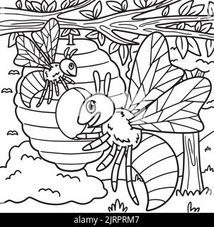 Bee Animal Coloring Page für Kinder Stock Vektor