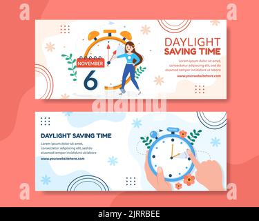 Sommerzeit Horizontale Banner-Vorlage Handgezeichnete Cartoon Flache Illustration Stock Vektor