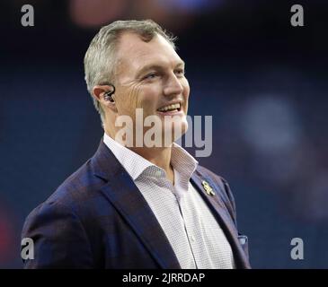 Houston, Texas, USA. 25. August 2022. San Francisco 49ers General Manager John Lynch vor dem Start eines Vorsaison-Spiels der NFL zwischen den Texanern und den 49ers in Houston, Texas, am 25. August 2022. (Bild: © Scott Coleman/ZUMA Press Wire) Stockfoto