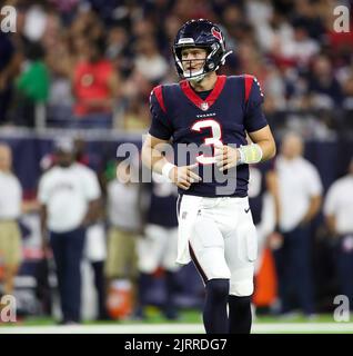 Houston, Texas, USA. 25. August 2022. Houston Texans Quarterback Kyle Allen (3) während eines Vorsaison-Spiels der NFL zwischen den Texans und den 49ers in Houston, Texas, am 25. August 2022. (Bild: © Scott Coleman/ZUMA Press Wire) Stockfoto