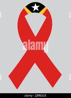 3D Flagge Osttimors auf einem Stoffband. Stock Vektor