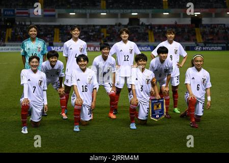 San Jose. 25. August 2022. Team of Japan posiert für Fotos vor dem Halbfinale zwischen Japan und Brasilien der FIFA U-20 Women's World Cup 2022 in San Jose, Costa Rica am 25. August 2022. Kredit: Xin Yuewei/Xinhua/Alamy Live Nachrichten Stockfoto