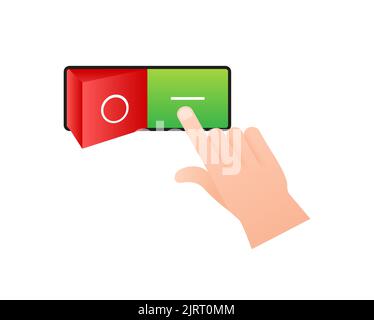 Flachbild-Symbol Ein- und Ausschalten des Schalters drücken, Vector Format. Vector lieferbar Abbildung. Stock Vektor