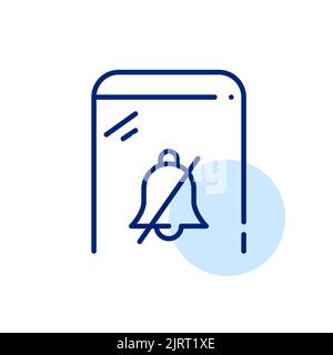 Benachrichtigungen auf dem Smartphone aus. Pixel-perfektes, bearbeitbares Strichliniensymbol Stock Vektor