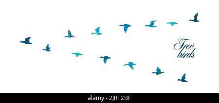 Fliegende blaue Ente Silhouette. Vektorgrafik Stock Vektor